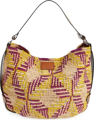 Bayia Graphic Raffia Shoulder Bag