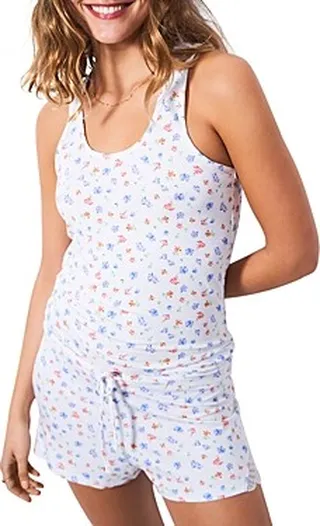 Stripe and Stare Bouquet Lace Racerback Short Pajama Set