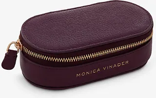 Womens Purple Mini Oval Logo-print Leather Jewellery box