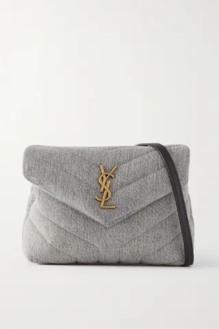 SAINT LAURENT - Loulou Toy Leather-trimmed Quilted Denim Shoulder Bag - Blue