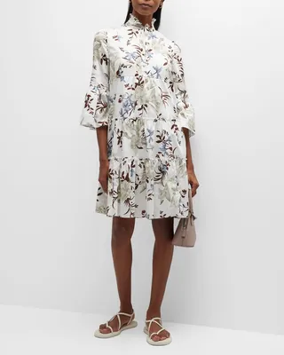Tiered Hem Frilled-Trim Short Dress