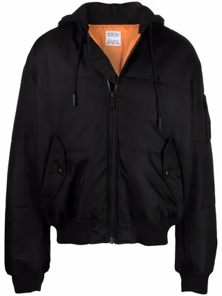 Cross Tape padded bomber jacket