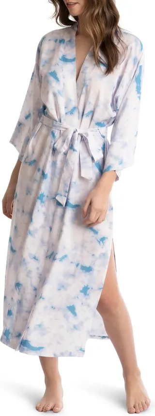Cloud Tie-Dye Midi Wrap Robe