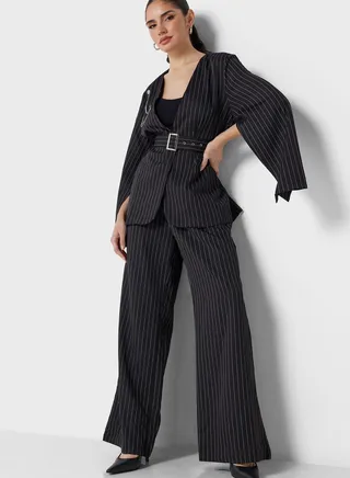 Plicate Detail High Waist Pants