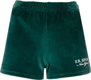 Embroidered-Logo Velour Shorts