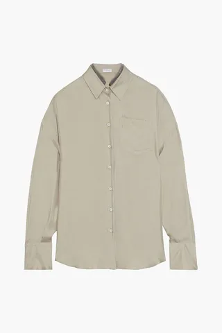 Bead-embellished silk-twill shirt