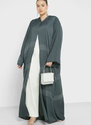 V-Neck Embroidered Abaya