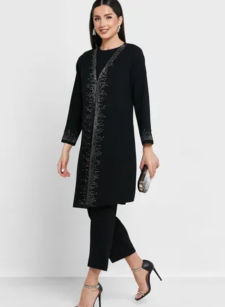 Embroidered Detail Tunic & Pant Set