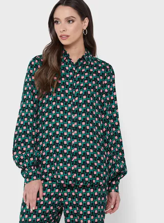 Printed Button Down Shirt