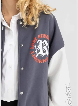 Woman Oversize Fit Crew Neck Knitted Bomber
