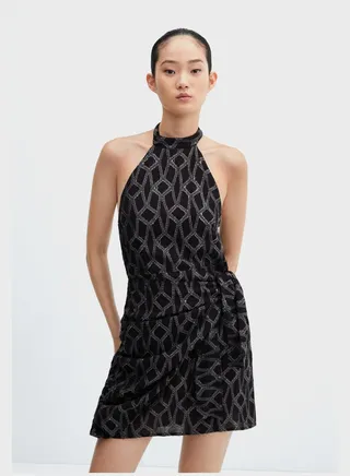 Tie Detail Halter Neck Dress