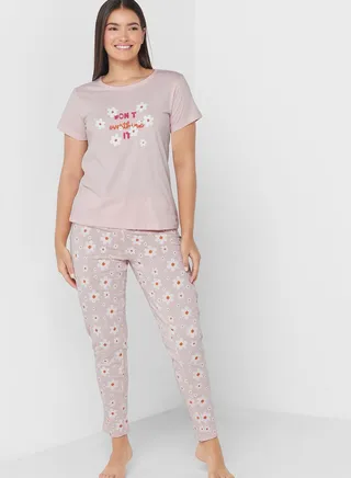 Printed T-Shirt And Pyjama Set