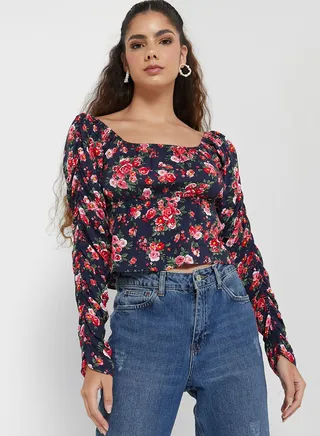 Printed Off-shoulder Top