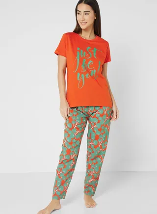 Graphic T-Shirt And Pyjama Set