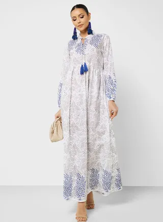 Printed Drawstring Jalabiya