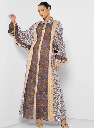 Printed Button Down Jalabiya
