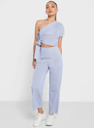 One Shoulder Top And Pant Set