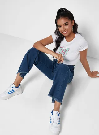 Raw Hem Mom Jeans