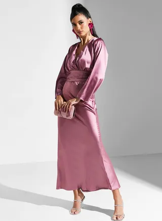 V-Neck Satin Dress