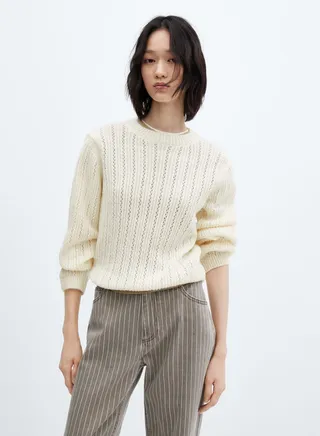 Crew Neck Openwork Sweater