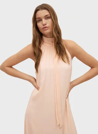 Binding Detail Halter Neck Dress