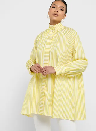 Stripe Button Down Shirt Dress