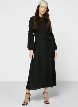 Relaxed A-Line Belted Dress