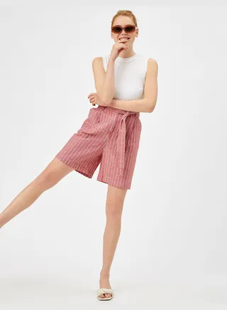 Striped Shorts Belted
