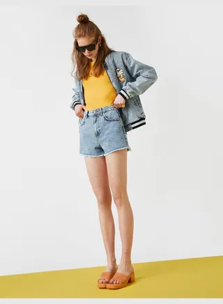 High Rise Denim Short