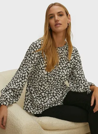 Floral Printed Tie Cuff Top