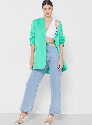High Waist Chain Detail Jeans