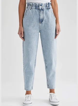 Woman Paperbag Denim Trousers