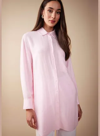 Woman Woven Long Sleeve Tunic