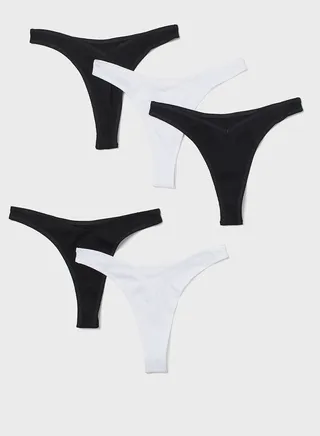 5 Pack Of High Leg Thong