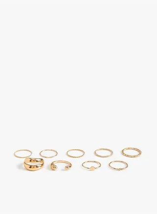Ring Set 8 Pack Metal Textured
