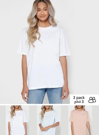 3 Pack Oversized Crew Neck T-Shirt