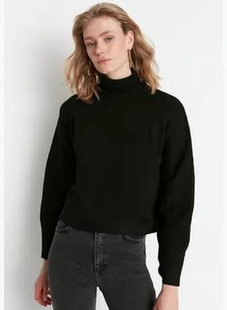 Black Basic Turtleneck Knitwear Sweater TWOAW21KZ0485