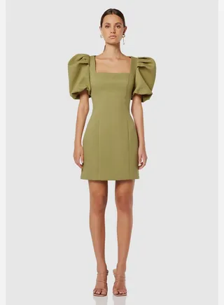 Square Neck Puff Sleeve Dress