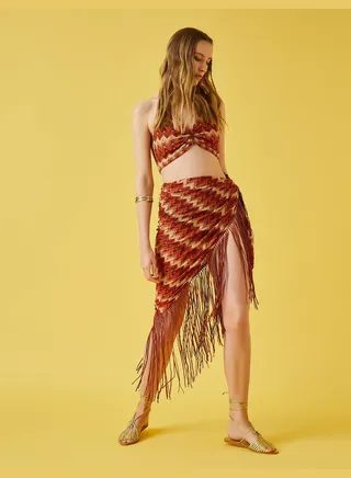 Patterned Fringed Shawl