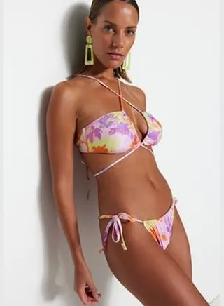 Floral Pattern Tunnel Bikini Bottoms with Regular Legs TBESS23BA00039