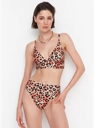 Pink Leopard Print Bikini Top TBESS21BU0343