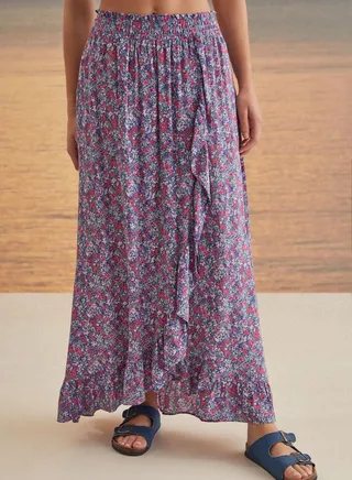 Floral Print Wrap Skirt