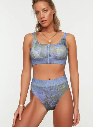 High Waist Printed Bikini Bottom