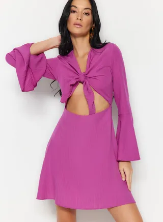 Cut Out Knot Detail Beach Dress