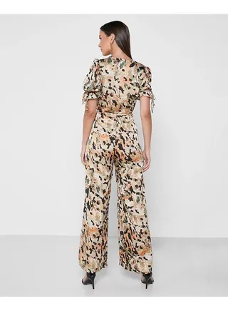Little Mistress Animal Print Wide Leg Jumpsuit