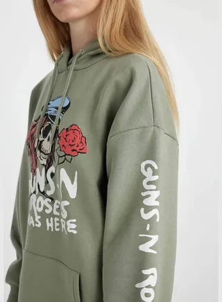 Woman Oversize Fit Hooded Long Sleeve Knitted Sweatshirt