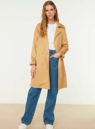 Button Detail Longline Coat