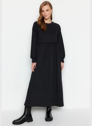 Black Knitted Dress with Cutout Waist TCTSS23EB00307