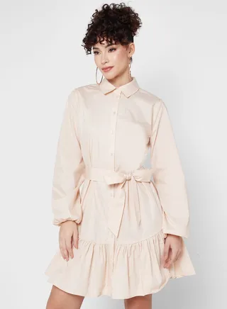 Polo Neck Tie Detail Dress