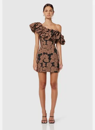 One Shoulder Printed Dress